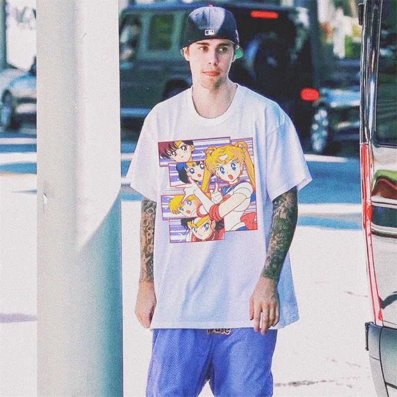 Sailor Moon Áo Thun Tay Ngắn Cổ Tròn In Hình Thủy Thủ Mặt Trăng Dành Cho Nam Và Nữ