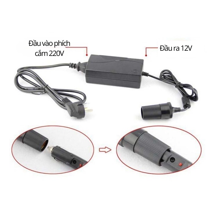 Bộ Chuyển Đổi Điện Ô Tô 220V Sang 12V 60W Bộ Chuyển Đổi Đa Năng Ô Tô Tại Nhà 3 By-322