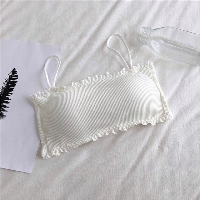 Áo Bra Cotton Tăm Viền Ren Cài Sau Siêu Mềm Đẹp 8832