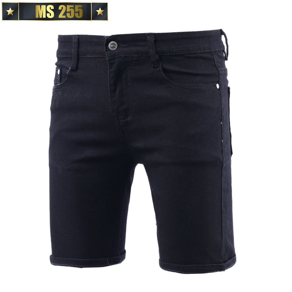 Quần short jean nam màu đen chất bò - quần short jean ngắn nam co giãn thời trang cao cấp Mimishop122 ms255