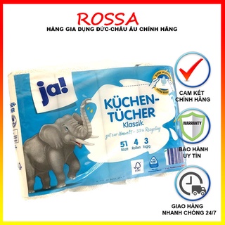 04 cuộn Giấy nhà bếp đa năng JA 3 lớp siêu dai, siêu dày