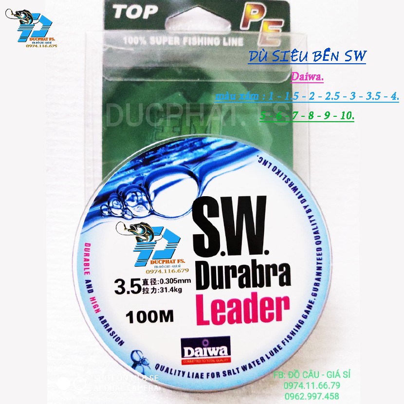 Dây câu dù siêu bền xám PE x4 daiwa SW. dùng câu lure và làm thẻo câu.