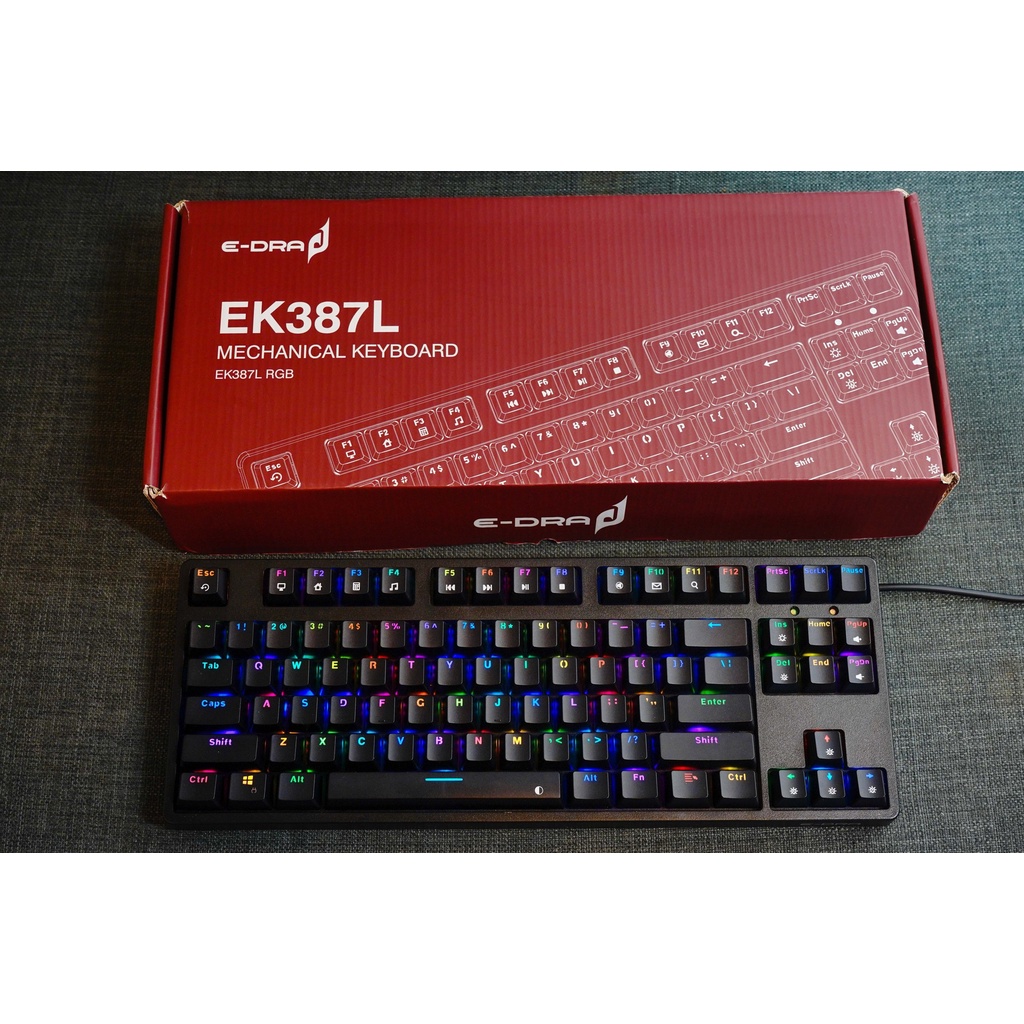 Bàn phím cơ chơi game có dây E-DRA EK387L RGB - Bản 2022 - Led RGB - Huano Switch - Cáp TypeC - BH 24 tháng