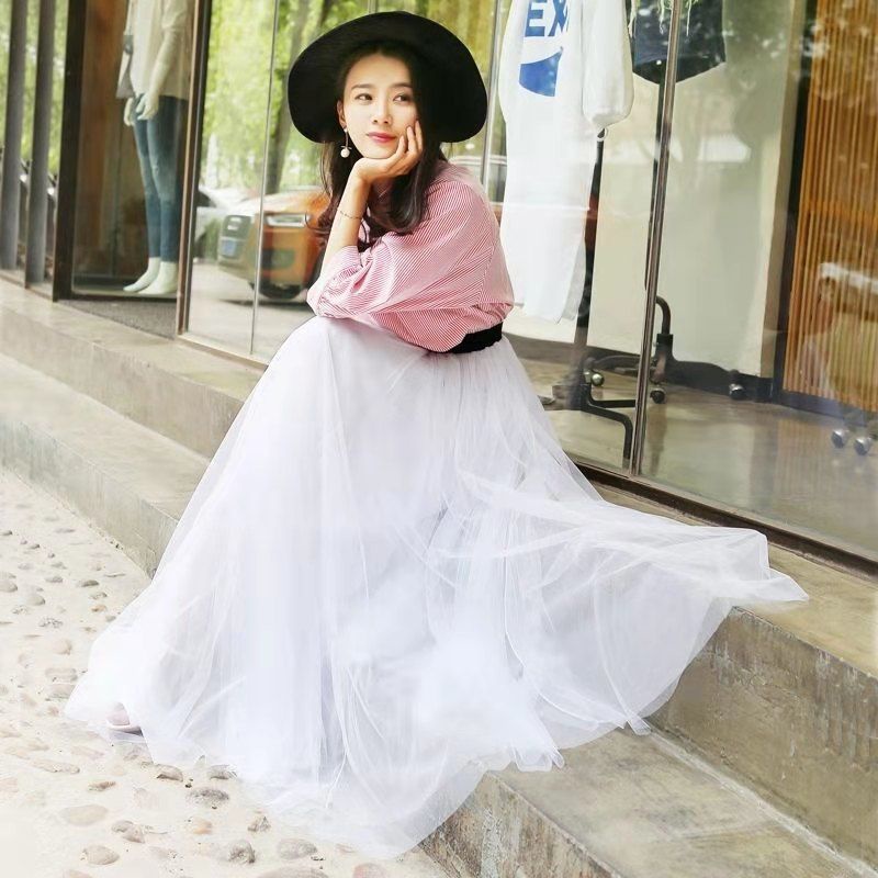 Chân Váy Lưới Xòe Xếp Ly Dáng Dài Thời Trang Mùa Hè Hàng Mới 2022 Dành Cho Bạn Nữ