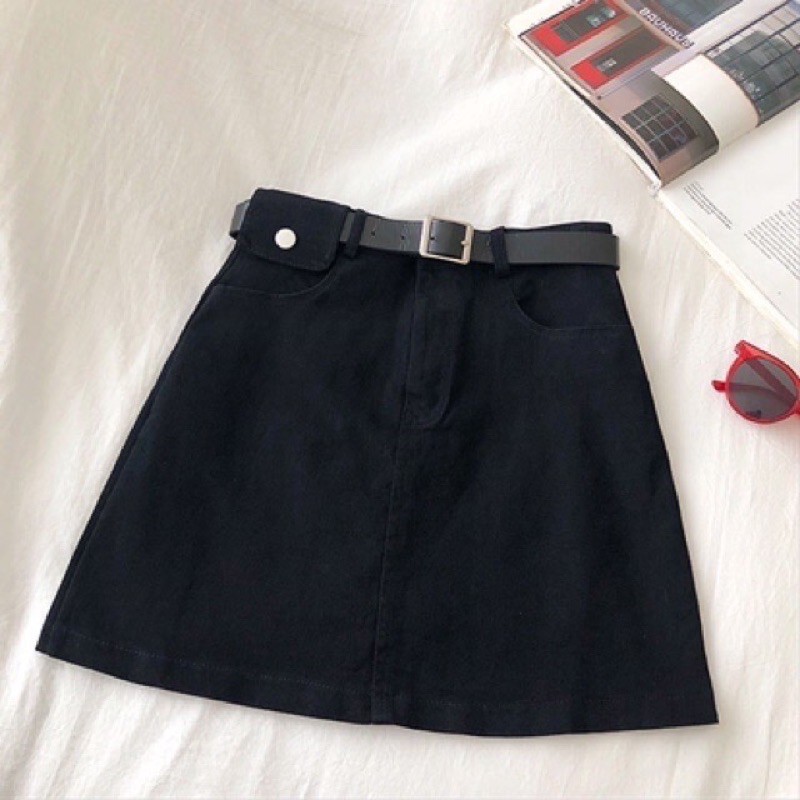 Chân váy chữ A chất thô, kaki Ulzzang hàng quảng châu - ảnh thật ++ tặng kèm đai | BigBuy360 - bigbuy360.vn