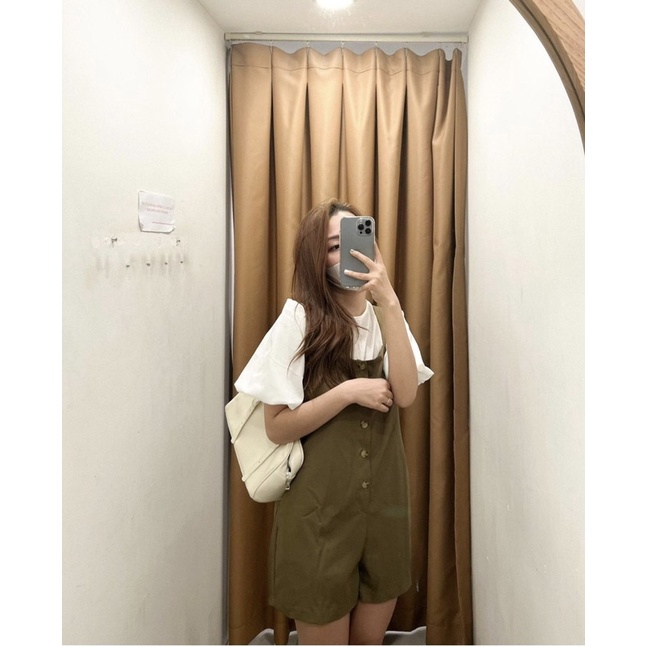 SET JUMPSUIT YẾM PHỐI ÁO TRẮNG KÈM BELT
