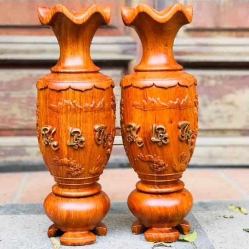 Cặp Lục Bình Gỗ Hương Cao 50cm