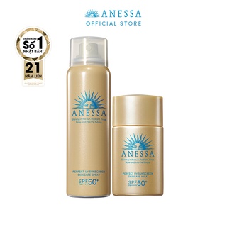 Bộ đôi xịt và sữa chống nắng Anessa kiềm dầu, dưỡng da , tiện lợi (Anesa Gold spray 60g + Gold milk 20ml)