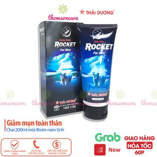 Sữa tắm Rocket cho nam giới, giảm mụn trứng cá toàn thân, làm sạch da, lỗ chân lông Chai 200ml cho phái mạnh
