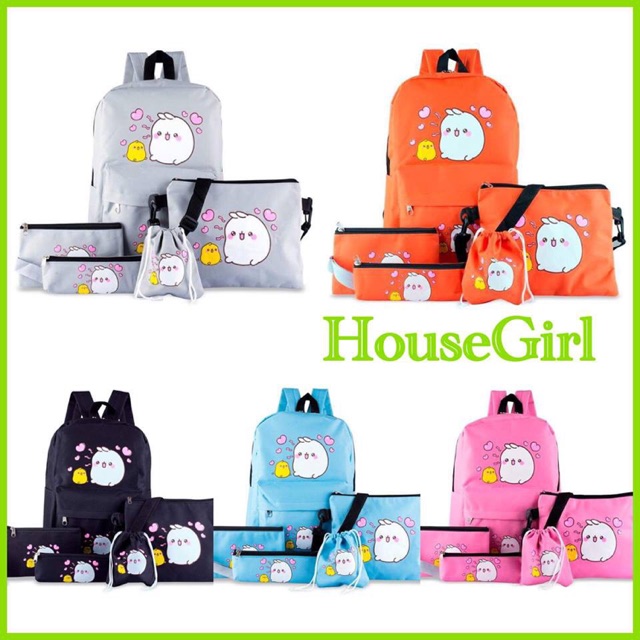 Bộ Ba Lô Túi XÁch Thời Trang MoLang Gồm 5 Món
