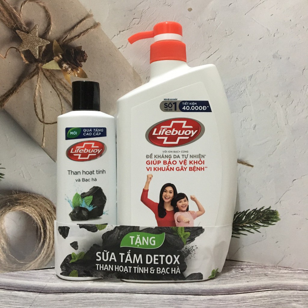 Sữa tắm lifebuoy 850gr BẢO VỆ VƯỢT TRỘI tặng kèm SỮA TẮM THAN HOẠT TÍNH VÀ BẠC HÀ 196ml/ tặng kem đánh răng PS trà xanh | BigBuy360 - bigbuy360.vn