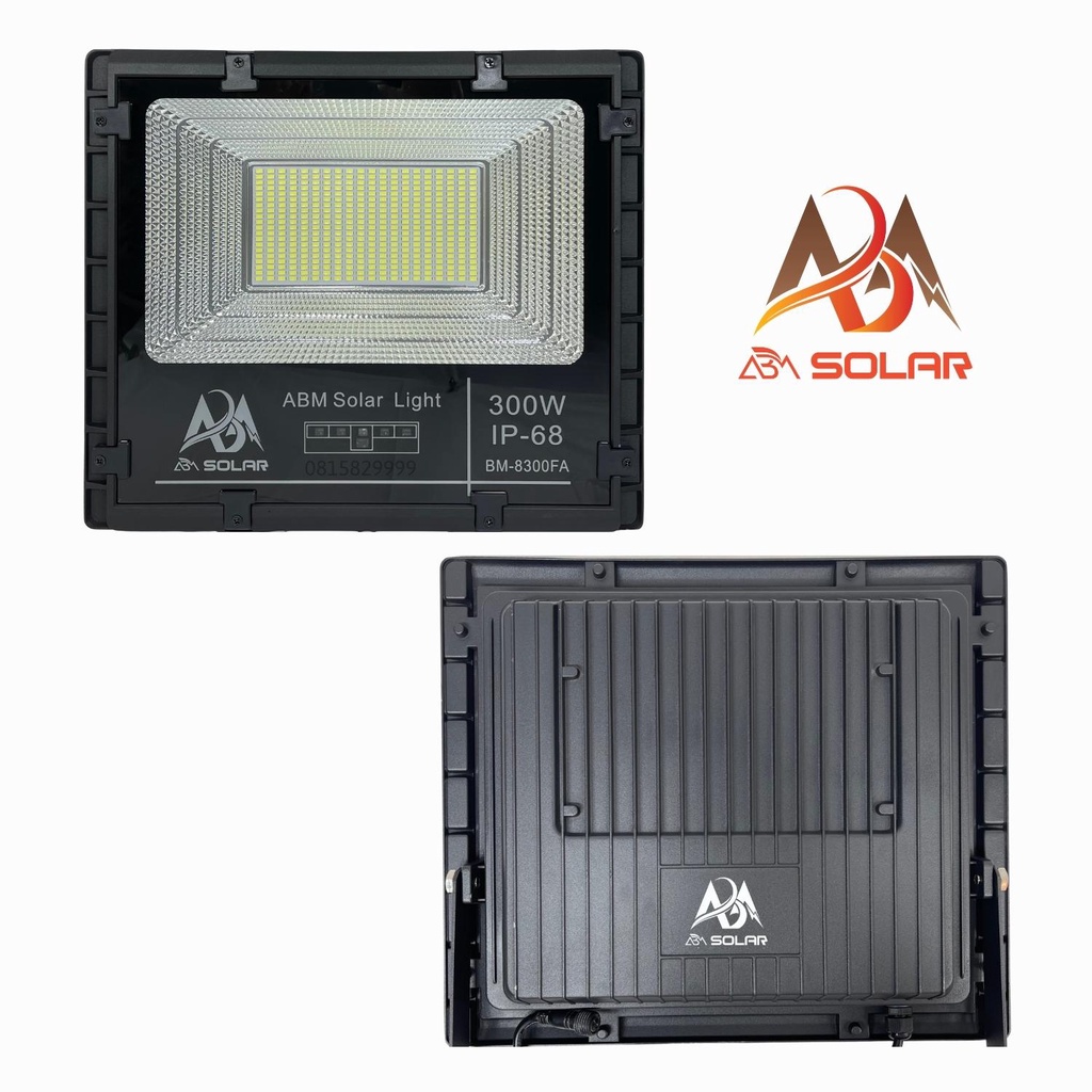 Đèn Năng Lượng Mặt Trời, Đèn Pha Chiếu Sáng Trong Nhà, Công Suất 300W, IP68 Chống Nước, Cao Cấp - ABM SOLAR