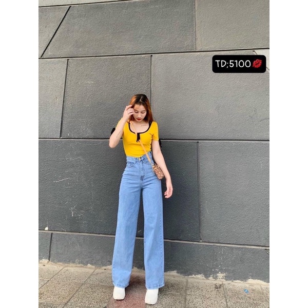 Quần jeans suông trơn