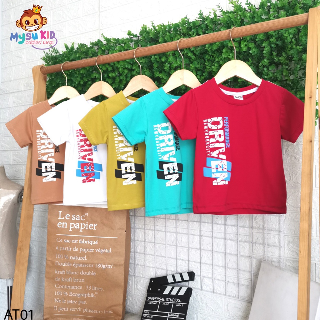 Áo thun bé trai tay ngắn Mysu kids thun cotton mềm  mịn size từ 8-25kg AT01