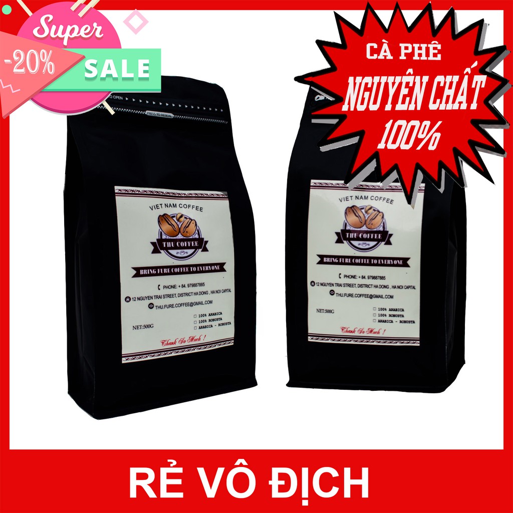 [ Rẻ vô đối ]1kg cà phê nguyên chất ( 2 bịch 500g) - Thucoffee