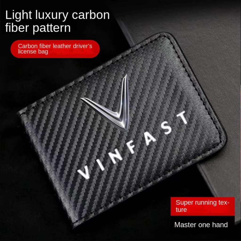 Vỏ Bọc Bằng Lái Xe Họa Tiết Sợi carbon Sang Trọng Cho VinFast VF8 VF9 VF e34 VF5 VF7 LUX2.0 LUX a2.0 VF33