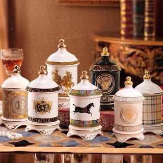 Lọ đựng tăm sứ hoạ tiết luxury phong cách châu âu sang trọng