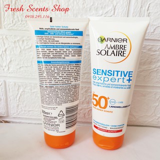 Kem chống nắng 200ml Garnier Ambre Solaire SPF 50+ Chống Nước - Hàng Đức - Đầy đủ giấy tờ