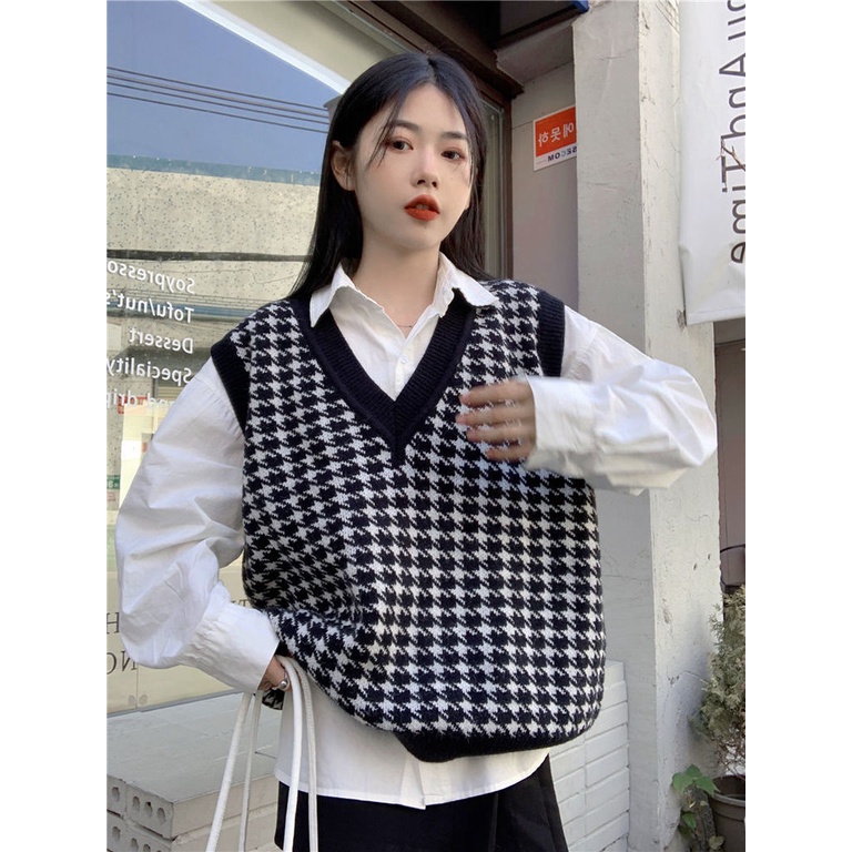 Áo len không tay dáng rộng thời trang mùa xuân mới phong cách Hàn Quốc