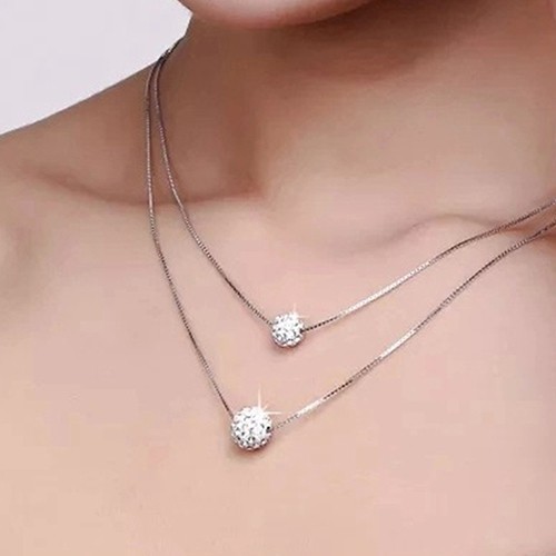 [Hàng Có Sẵn] [Hàng Có Sẵn]Dây Chuyền Hai Lớp Đính Đá Sang Trọng Cho Nữ