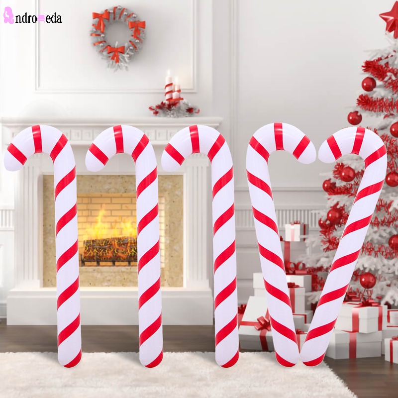 1 Bong Bóng Bơm Hơi Hình Cây Kẹo Giáng Sinh 90cm