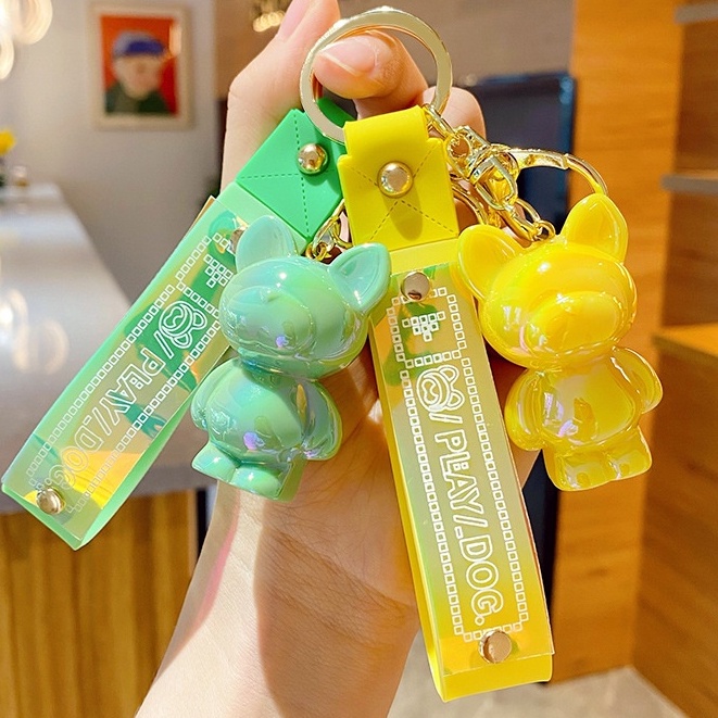 Móc khóa hình chú cún hoạt hình bằng acrylic nhiều màu sắc dễ thương