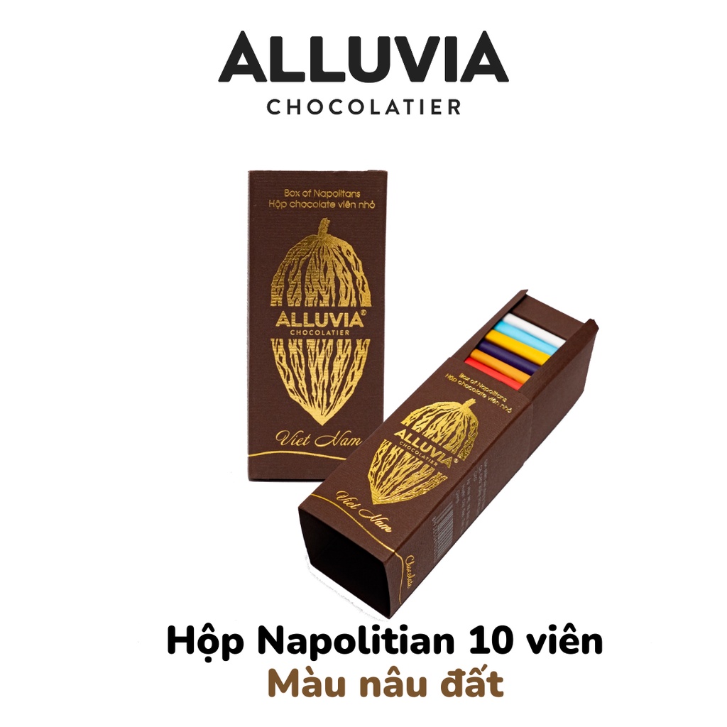 Hộp Napolitian 10 viên socola đen nguyên chất và socola sữa Alluvia Chocolate | Được chọn vị bất kì