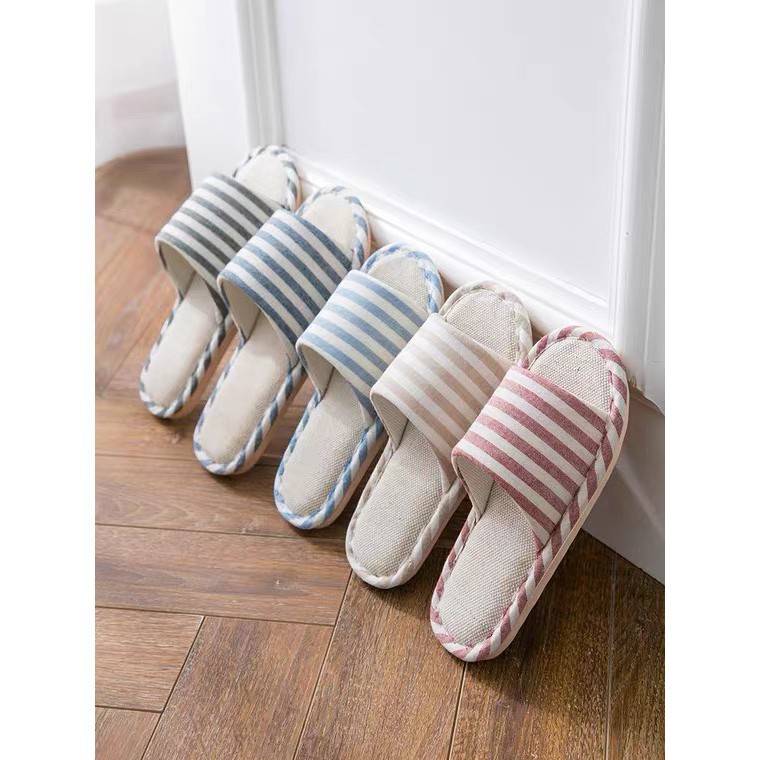 Dép lê nữ nam đi trong nhà phong cách Hàn Quốc, Dép văn phòng đế xốp siêu nhẹ, vải bố, siêu êm chống trơn trượt 1809