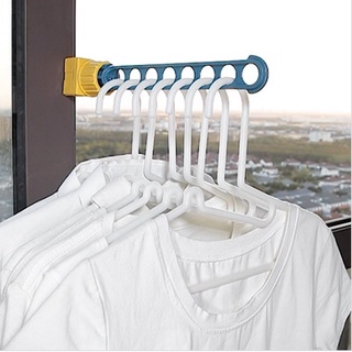 8-Hole Hanging Drying Rack Wall Mounted Space Saving Window Frame Clothes Holder Hanger