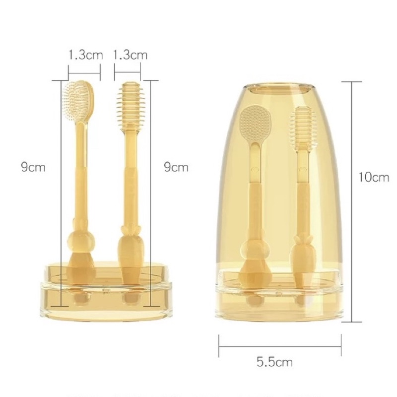 Rơ lưỡi silicon và bàn chải đánh răng silicon siêu mềm, an toàn cho bé từ 0 - 18 tháng