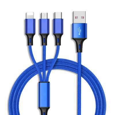 CÁP SẠC ĐA NĂNG 3 TRONG 1-- Micro USB-Type C-DÂY DÙ SIÊU BỀN-MÀU NGẪU NHIÊN