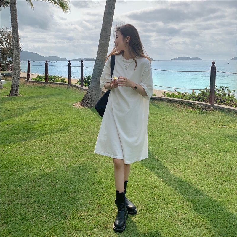 Áo thun SUXI ngắn tay cổ tròn màu sắc đơn giản phong cách thời trang mùa hè