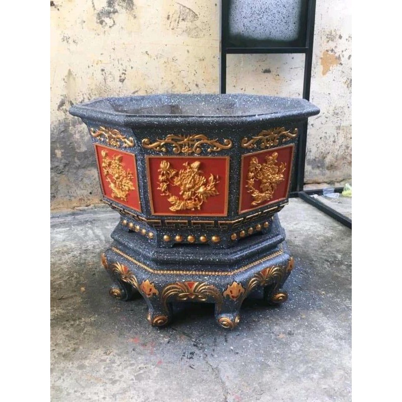 Khuôn chậu bát giác 1m mẫu đơn