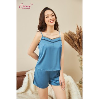 Bộ mặc nhà hai dây chất liệu lụa phối ren emma ehsl.21.013.12