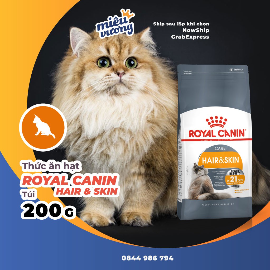 Royal Canin Hair&Skin 200g | Hạt Dưỡng Lông Cho Mèo Lớn Royal Canin Hair & Skin Care | Gói 200g