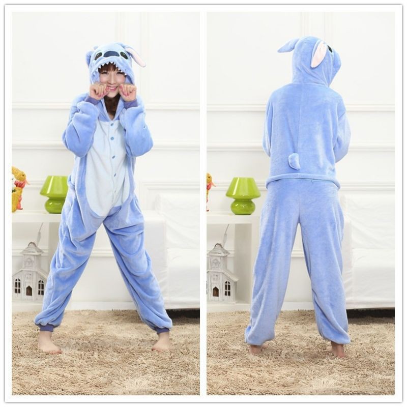 Bộ đồ stitch xanh của người lớn và trẻ em, bộ đồ thú stich
