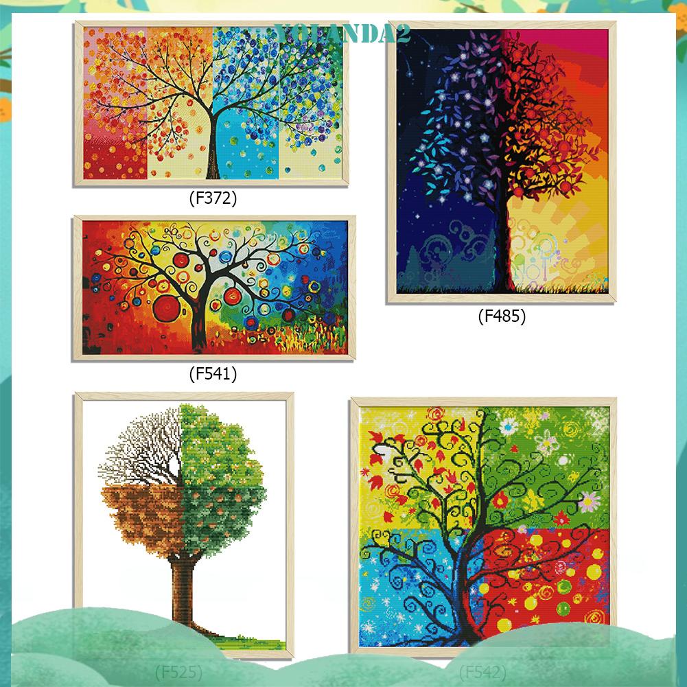 Bộ 14 Cuộn Chỉ Thêu Tranh Chữ Thập Hình Cây