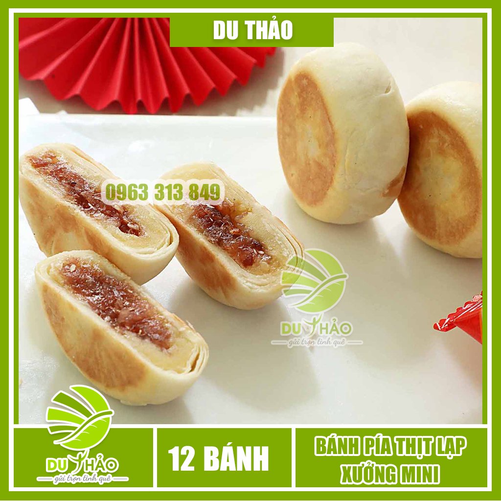 Bánh pía Thịt Lạp Mini 12 bánh Tân Huê Viên, đặc sản Sóc Trăng, bánh pía nhân mặn, đồ ăn vặt Việt Nam