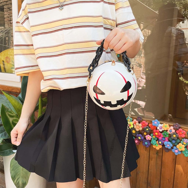 Túi Xách Da PU Hình Tròn Phối Dây Xích Thời Trang Cho Nữ