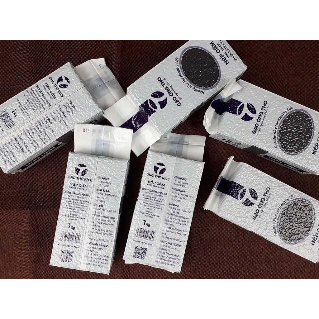 Gạo Nếp Cẩm Túi 1Kg - Gạo Ông Thọ - Thơm ngọt mềm dẻo, tốt cho sức khỏe