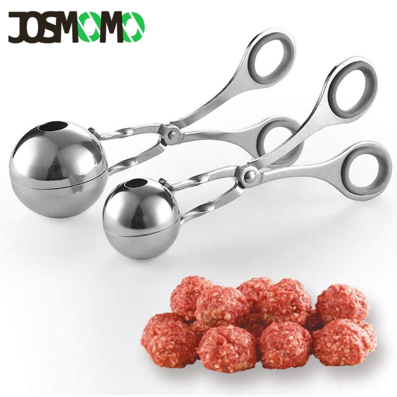 JOSMOMO 1 cái chống dính Máy làm thịt viên bằng thép không gỉ Máy làm thịt viên bằng thép không gỉ Máy làm bánh pop Máy tạo thịt viên Máy làm đá Kẹp bánh quy Muỗng bột cho nhà bếp, bóng