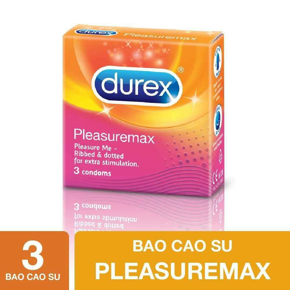 Bao cao su Durex Pleasuremax - BCS Gân gai hộp 3 cái.