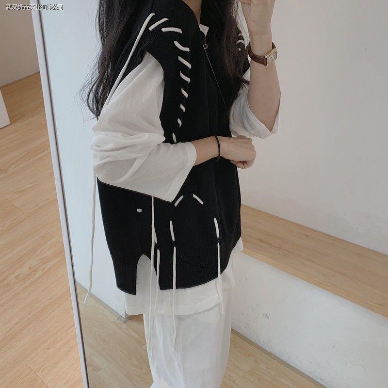 ♙№Set áo len không tay hở vai và chân váy đen phong cách One Piece | BigBuy360 - bigbuy360.vn