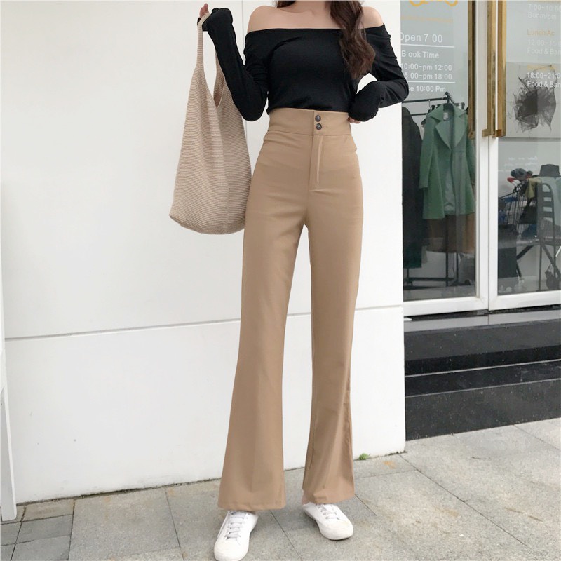 Quần tây nữ công sở lưng cao ống loe đi học bigsize VAVASA QT05