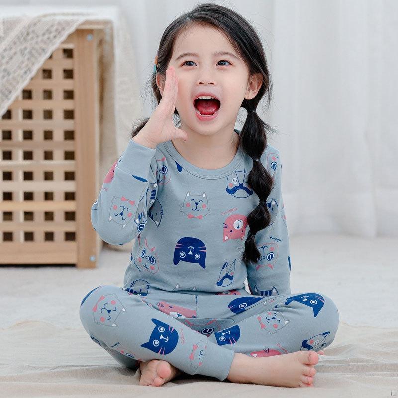 Bộ Đồ Ngủ Tay Dài In Hình Động Vật Dễ Thương Cho Bé