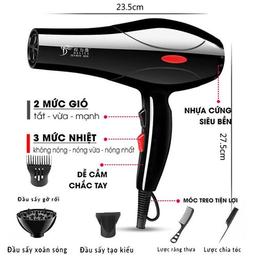 Máy Sấy Tóc - Máy Sấy Tóc Công Suất Lớn - Mini, 2 Chiều, Công Suất Cao 2200W, Salon Tạo Kiểu Đầu - DELIYA - DUHALI