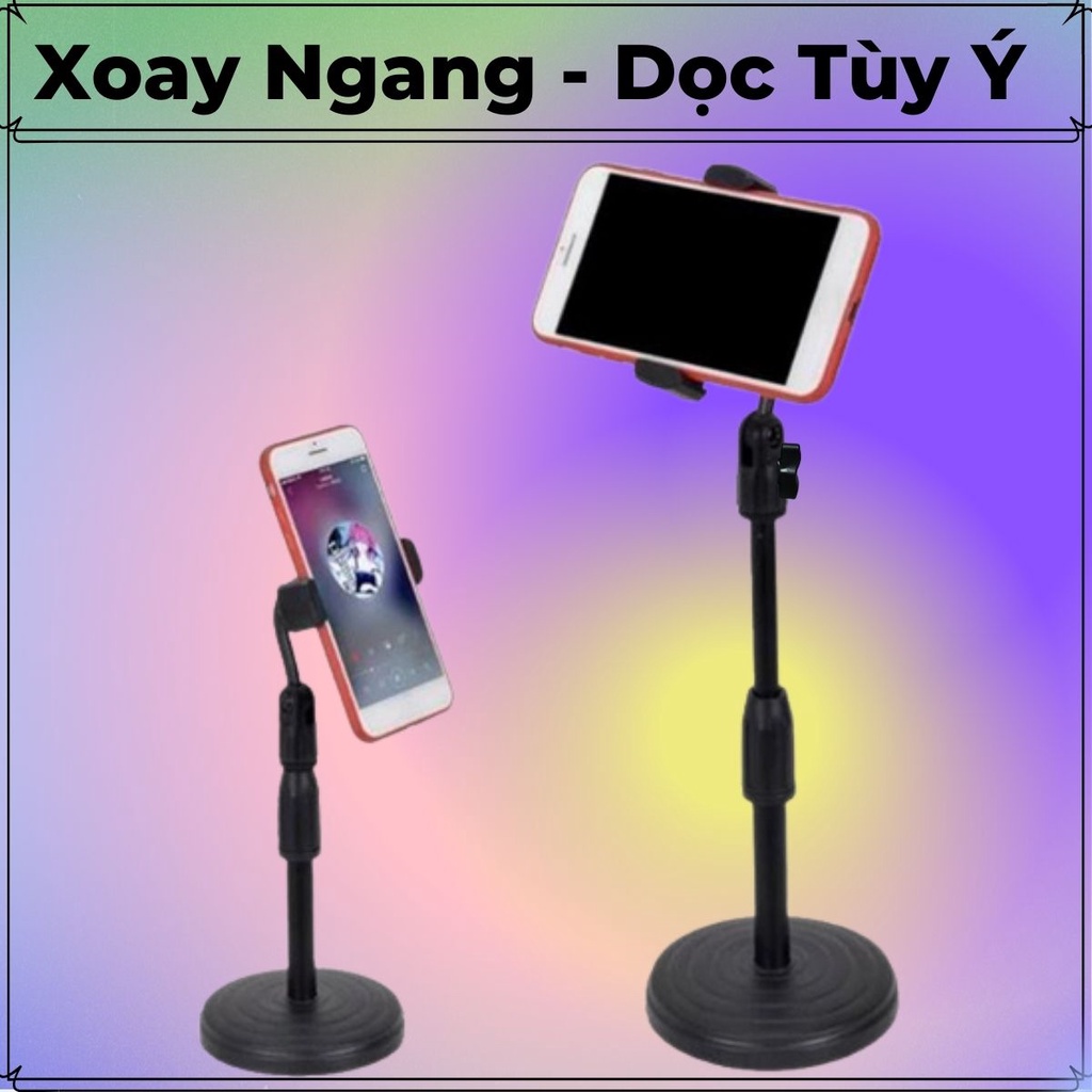 Giá đỡ kẹp điện thoại để bàn xoay 360 độ, tùy chỉnh độ dài, chất liệu nhựa cao cấp để livestream, giải trí, học online