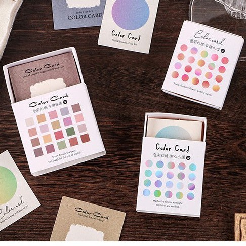 Hộp 40 tờ note Color card - sticker khung nền đóng dấu VPPTUEMINH, viết chữ trang trí NO07