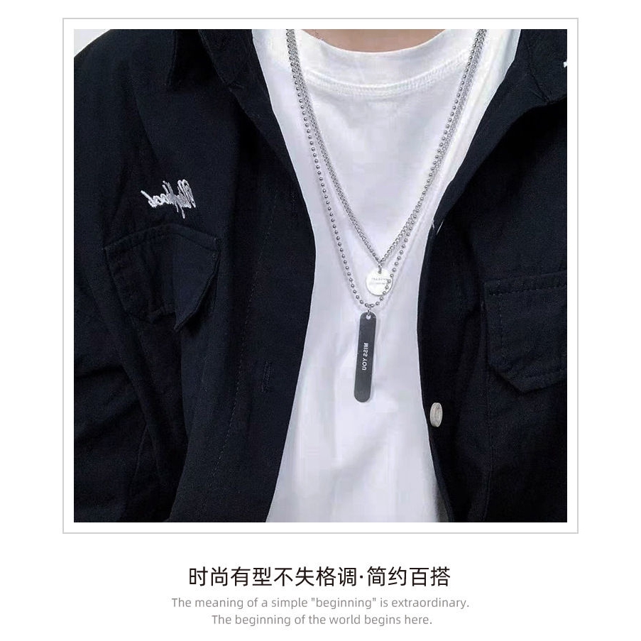 Dây Chuyền Mặt Tròn Khắc Chữ 22313 Phong Cách Harajuku Nhật Bản Dành Cho Cặp Đôi