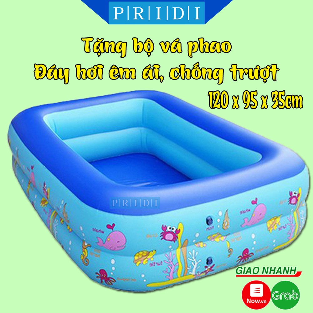 Hồ Bơi Cho Bé 2 Tầng 1M20 Màu Xanh Loại Xịn - Bể Bơi Trẻ Em  PRIDI